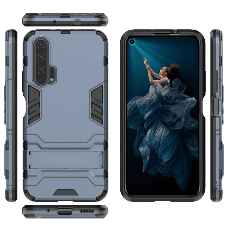 Shockproof PC + TPU Case for Huawei Honor 20 Pro, with Holder (Navy Blue)