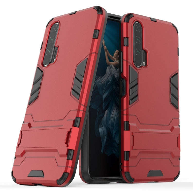 Shockproof PC + TPU Case for Huawei Honor 20 Pro, with Holder (Red)