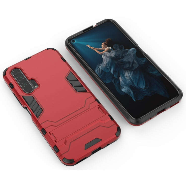 Shockproof PC + TPU Case for Huawei Honor 20 Pro, with Holder (Red)