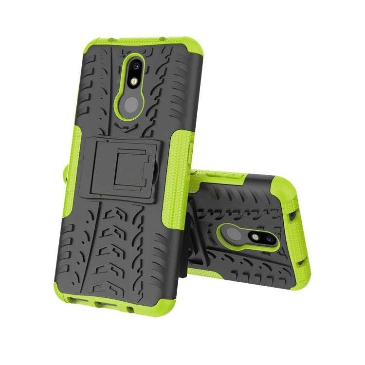 Tire Texture TPU+PC Shockproof Case for Nokia 3.2, with Holder (Green)