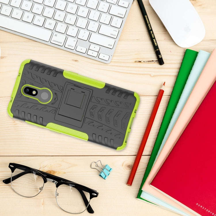 Tire Texture TPU+PC Shockproof Case for Nokia 3.2, with Holder (Green)