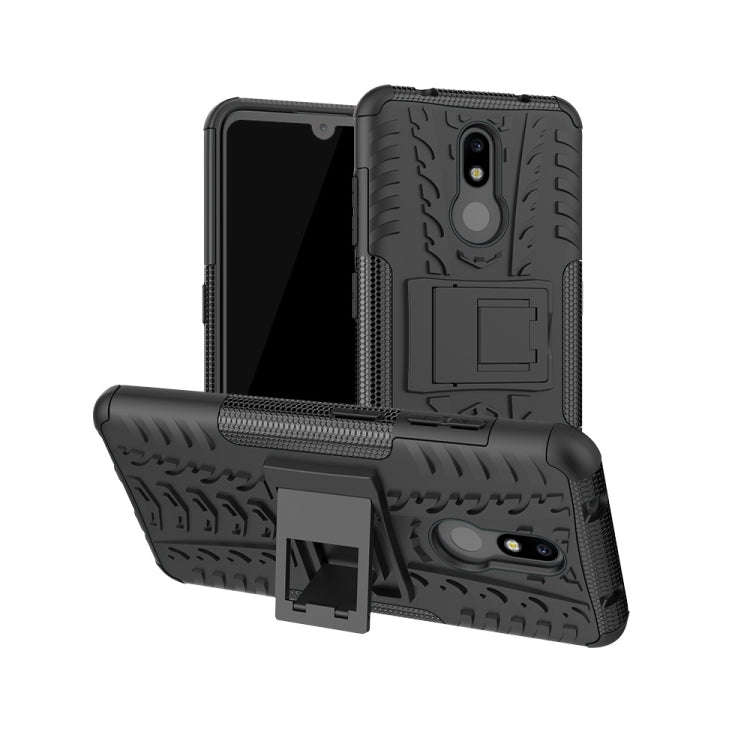 Tire Texture TPU+PC Shockproof Case for Nokia 4.2, with Holder (Black)