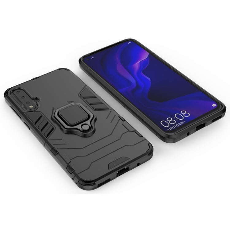 PC +TPU Shockproof Protective Case for Huawei Nova 5, with Magnetic Ring Holder (Black)