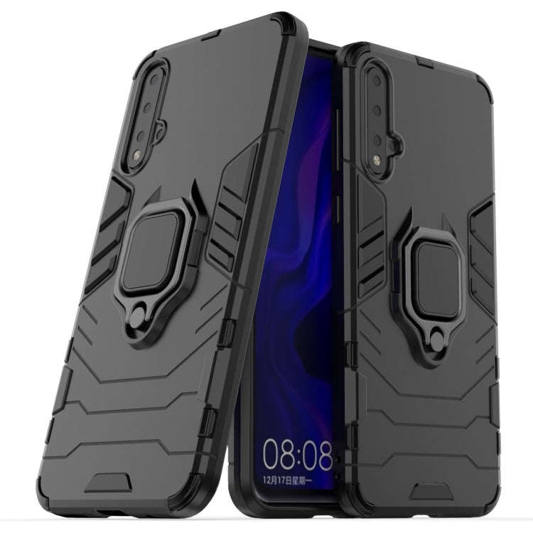 PC +TPU Shockproof Protective Case for Huawei Nova 5, with Magnetic Ring Holder (Black)