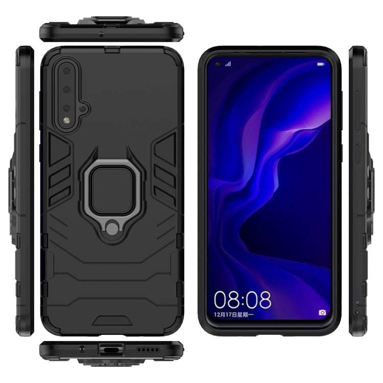 PC +TPU Shockproof Protective Case for Huawei Nova 5, with Magnetic Ring Holder (Black)