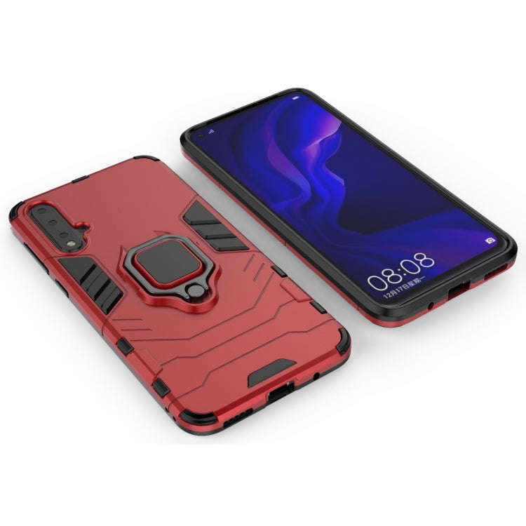 PC +TPU Shockproof Protective Case for Huawei Nova 5, with Magnetic Ring Holder (Red)