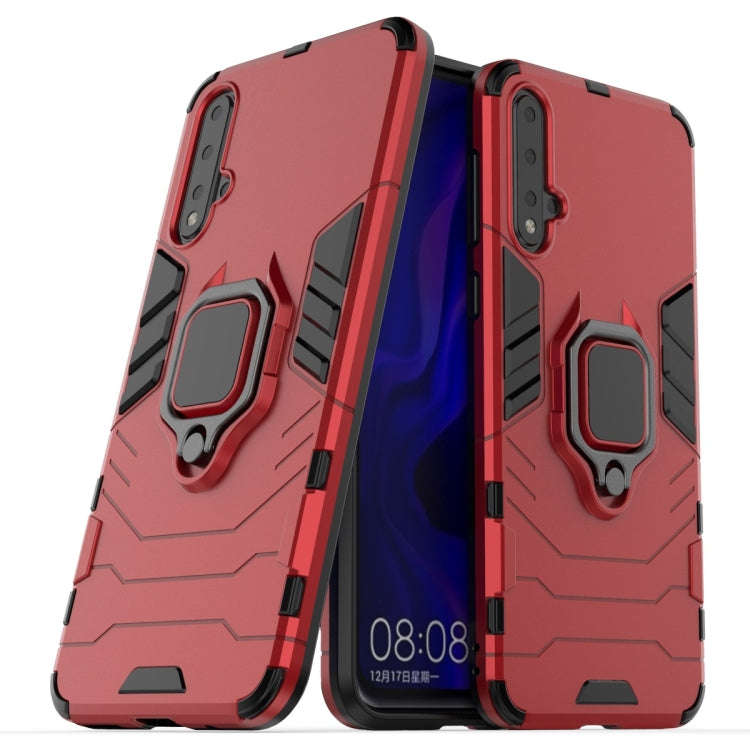 PC +TPU Shockproof Protective Case for Huawei Nova 5, with Magnetic Ring Holder (Red)