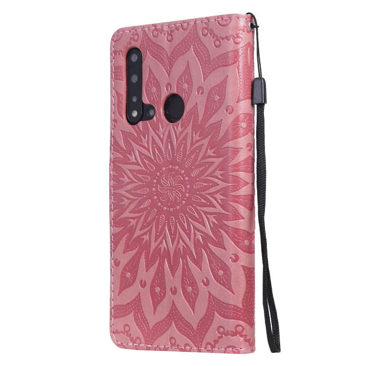 Pressed Printing Sunflower Pattern Horizontal Flip PU Leather Case for Huawei Nova 5i / P20 Lite ...