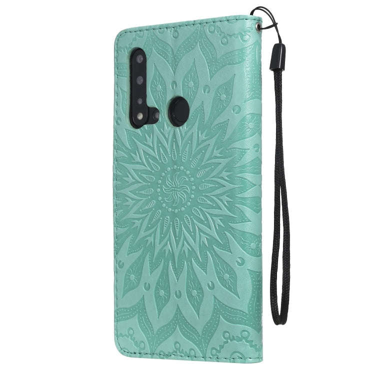 Pressed Printing Sunflower Pattern Horizontal Flip PU Leather Case for Huawei Nova 5i / P20 Lite ...