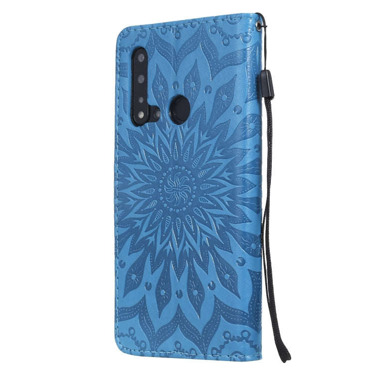 Pressed Printing Sunflower Pattern Horizontal Flip PU Leather Case for Huawei Nova 5i / P20 Lite ...