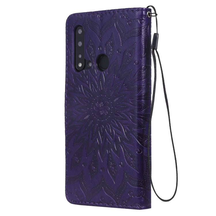 Pressed Printing Sunflower Pattern Horizontal Flip PU Leather Case for Huawei Nova 5i / P20 Lite ...