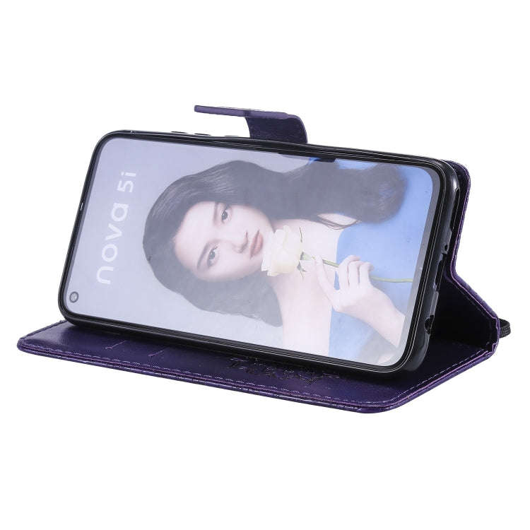 Pressed Printing Sunflower Pattern Horizontal Flip PU Leather Case for Huawei Nova 5i / P20 Lite ...