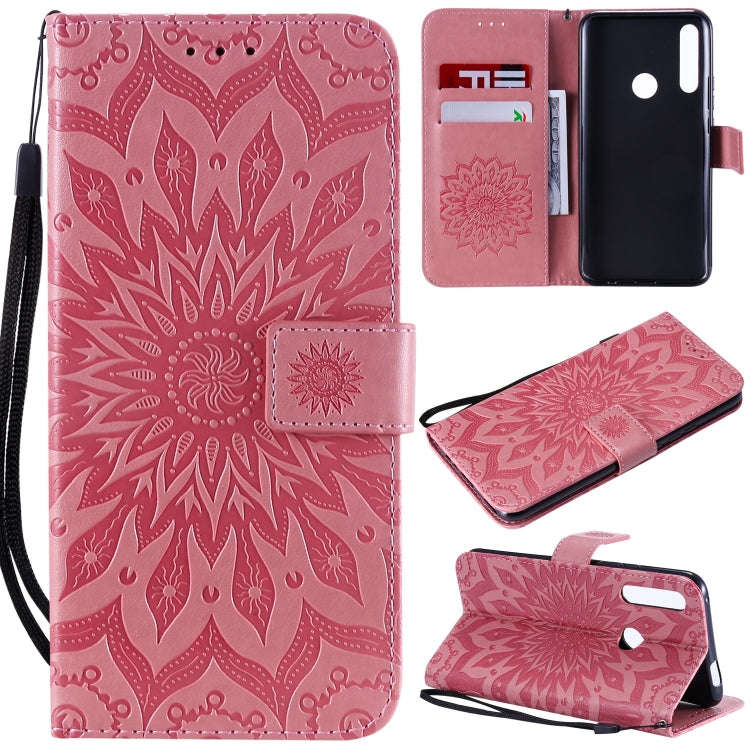 Pressed Printing Sunflower Pattern Horizontal Flip PU Leather Case for Huawei P Smart Z / Y9 Prim...
