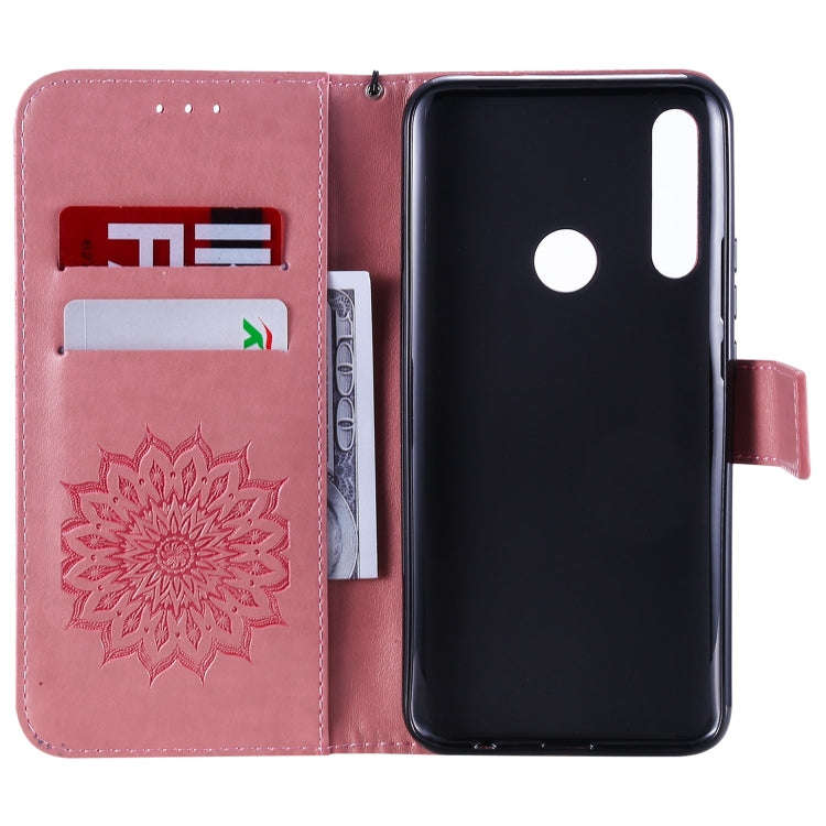 Pressed Printing Sunflower Pattern Horizontal Flip PU Leather Case for Huawei P Smart Z / Y9 Prim...