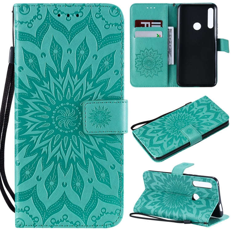 Pressed Printing Sunflower Pattern Horizontal Flip PU Leather Case for Huawei P Smart Z / Y9 Prim...