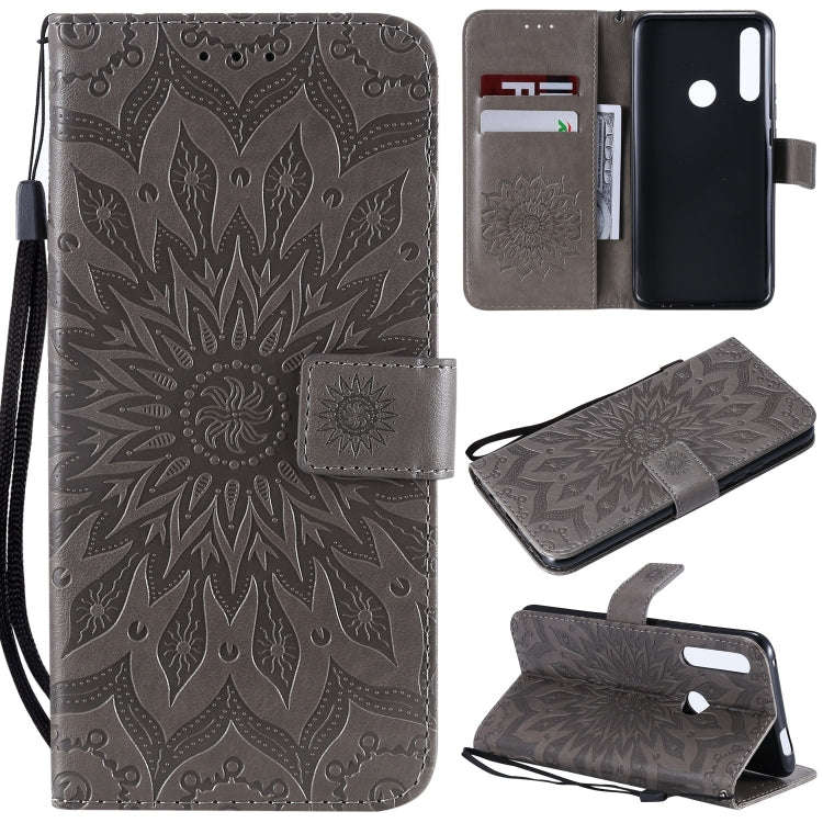 Pressed Printing Sunflower Pattern Horizontal Flip PU Leather Case for Huawei P Smart Z / Y9 Prim...