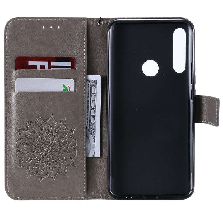 Pressed Printing Sunflower Pattern Horizontal Flip PU Leather Case for Huawei P Smart Z / Y9 Prim...