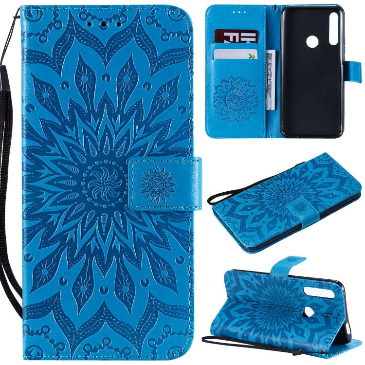 Pressed Printing Sunflower Pattern Horizontal Flip PU Leather Case for Huawei P Smart Z / Y9 Prim...