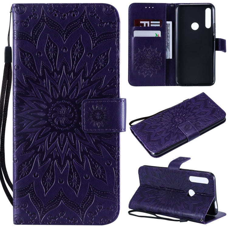Pressed Printing Sunflower Pattern Horizontal Flip PU Leather Case for Huawei P Smart Z / Y9 Prim...