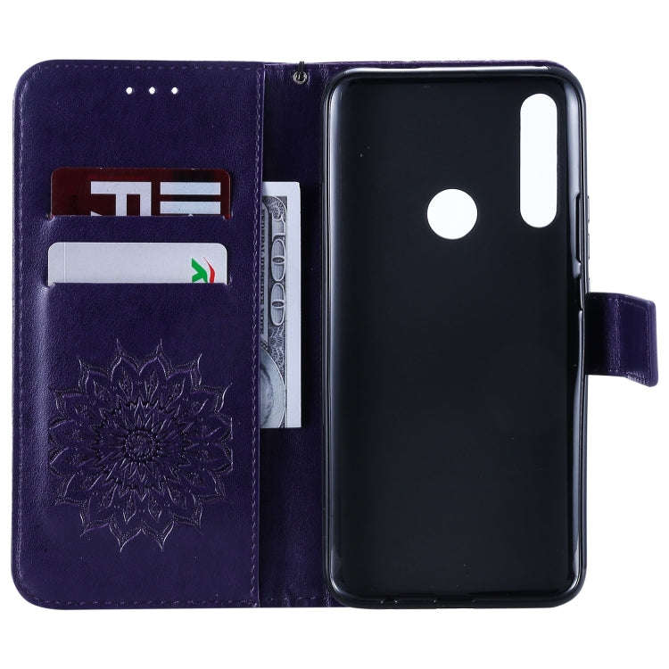 Pressed Printing Sunflower Pattern Horizontal Flip PU Leather Case for Huawei P Smart Z / Y9 Prim...
