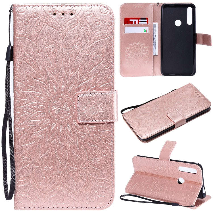 Pressed Printing Sunflower Pattern Horizontal Flip PU Leather Case for Huawei P Smart Z / Y9 Prim...