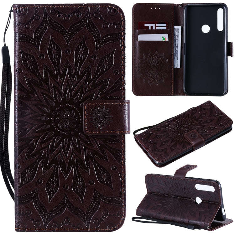 Pressed Printing Sunflower Pattern Horizontal Flip PU Leather Case for Huawei P Smart Z / Y9 Prim...