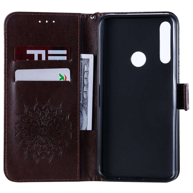 Pressed Printing Sunflower Pattern Horizontal Flip PU Leather Case for Huawei P Smart Z / Y9 Prim...
