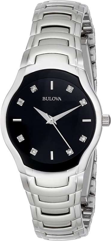 Authentic BULOVA Diamond Accented Stainless Steel Ladies Watch