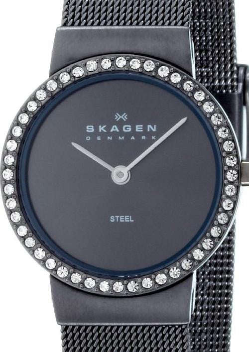 Authentic SKAGEN Denmark Ultra Slim Crystal Accented Ladies Watch