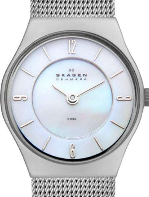 Authentic SKAGEN Denmark Ultra Slim Mother Of Pearl Ladies Watch
