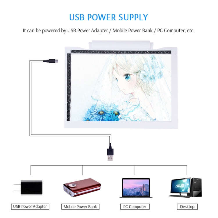 A4-19 6.5W Three Level of Brightness Dimmable A4 LED Drawing Sketchpad Light Pad with USB Cable (...