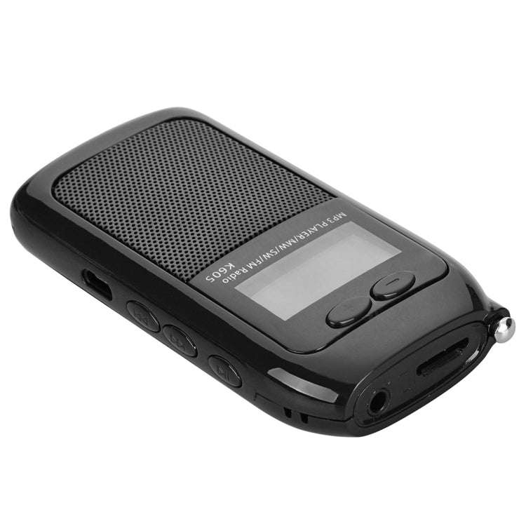 K-605 Portable FM / AM / SW Full Band Stereo Radio, Support TF Card (Black)