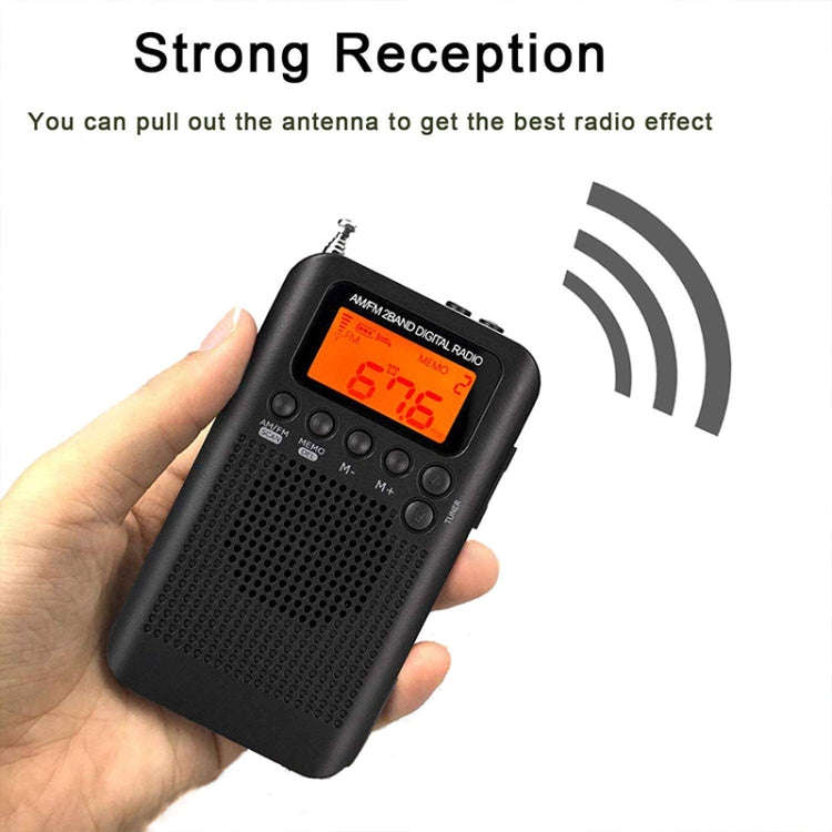 HRD-104 Mini Portable FM + AM Two Band Radio with Loudspeaker(Black)