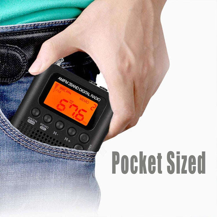 HRD-104 Mini Portable FM + AM Two Band Radio with Loudspeaker(Black)