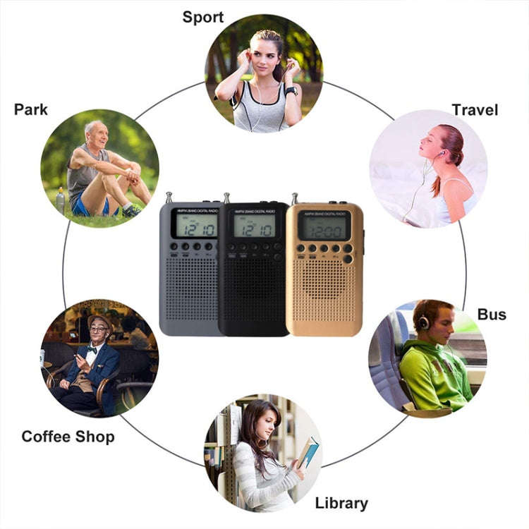 HRD-104 Mini Portable FM + AM Two Band Radio with Loudspeaker(Black)