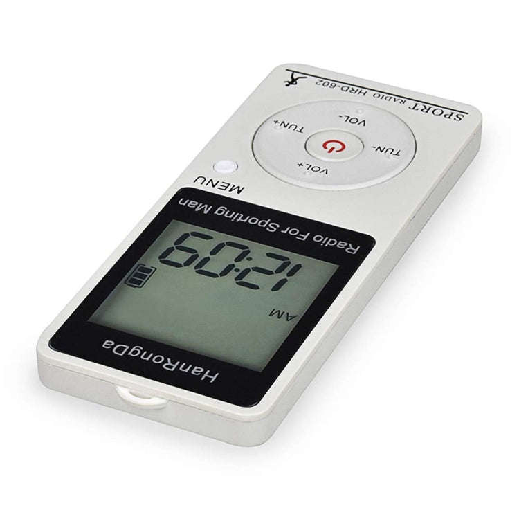 HRD-602 Digital Display FM AM Mini Sports Radio with Step Counting Function (White)