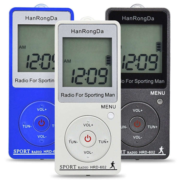 HRD-602 Digital Display FM AM Mini Sports Radio with Step Counting Function (White)