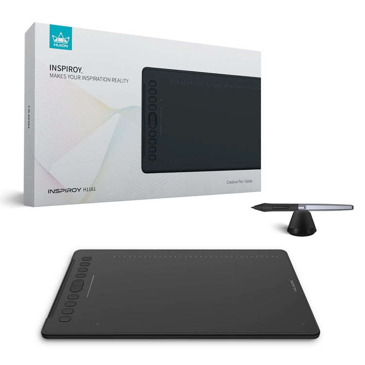 HUION H1161 5080 LPI Touch Strip Art Drawing Tablet for Fun, with Battery-free Pen & Pen Holder