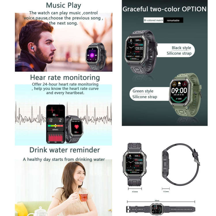 KR06 Waterproof Pedometer Sport Smart Watch, Support Heart Rate / Blood Pressure Monitoring / BT ...