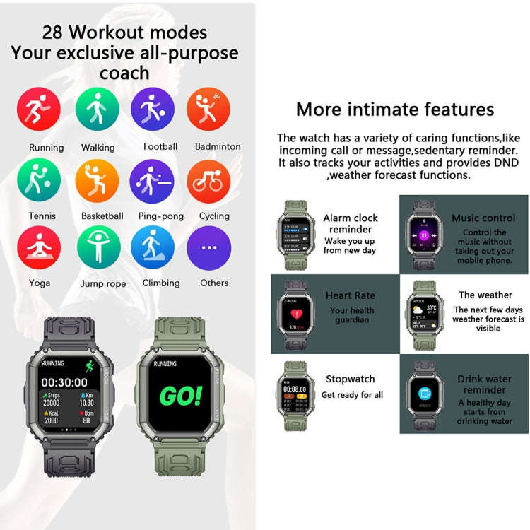 KR06 Waterproof Pedometer Sport Smart Watch, Support Heart Rate / Blood Pressure Monitoring / BT ...