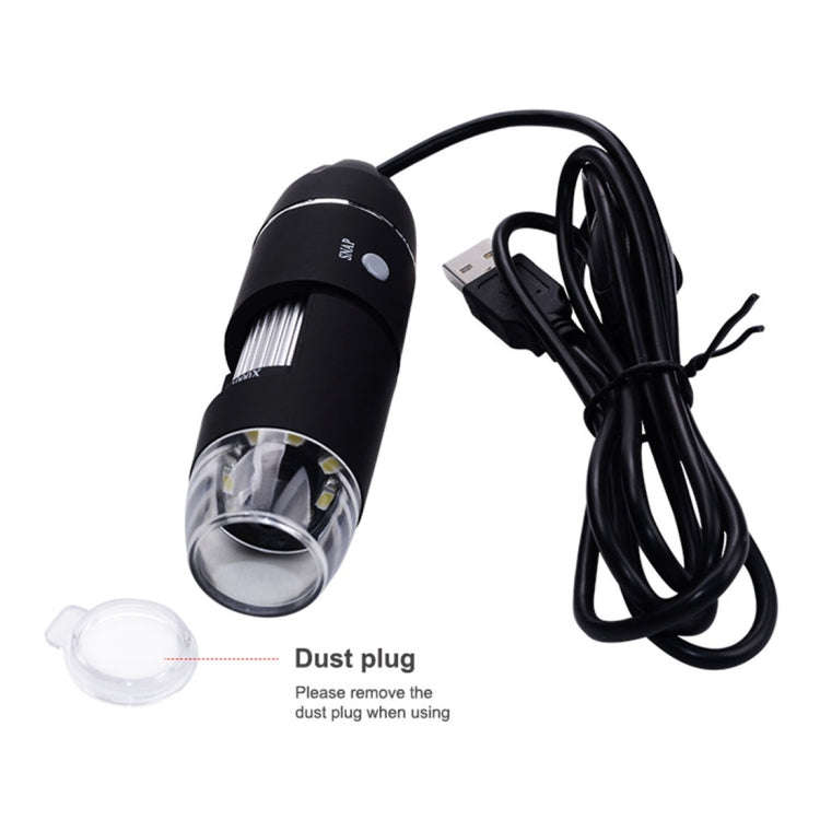 1000X Magnifier 0.3MP Image Sensor USB Digital Microscope with 8 LED & Professional Stand(Black)