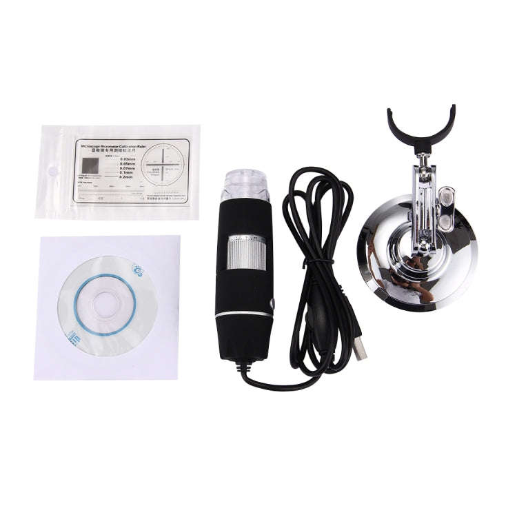 1000X Magnifier 0.3MP Image Sensor USB Digital Microscope with 8 LED & Professional Stand(Black)