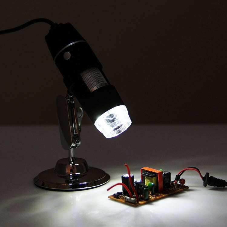1000X Magnifier 0.3MP Image Sensor USB Digital Microscope with 8 LED & Professional Stand(Black)