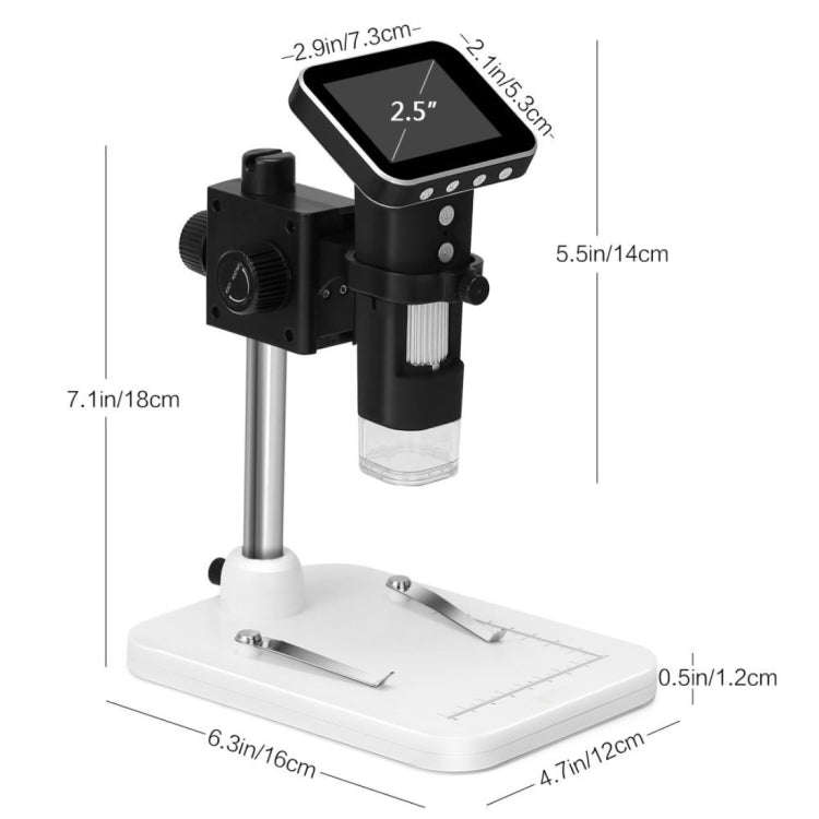 500X Zoom Magnifier 3MP Image Sensor USB Digital Microscope with 2.5 inch Screen & 8 LED & Profes...
