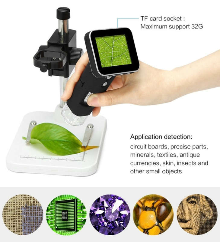 500X Zoom Magnifier 3MP Image Sensor USB Digital Microscope with 2.5 inch Screen & 8 LED & Profes...