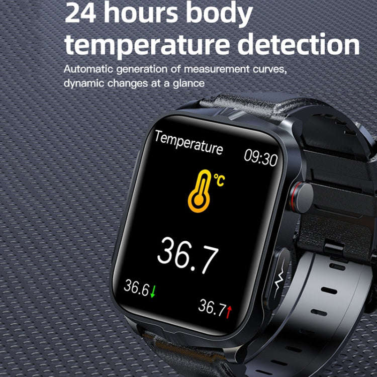 TK11P 1.83 inch IPS Screen IP68 Waterproof Leather Band Smart Watch, Support Stress Monitoring / ...