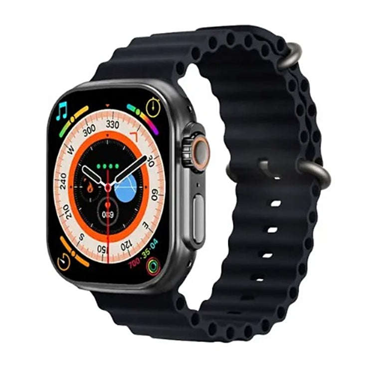 T800 Ultra 1.99 inch Ocean Silicone Band Smart Watch Support Heart Rate / ECG (Black)