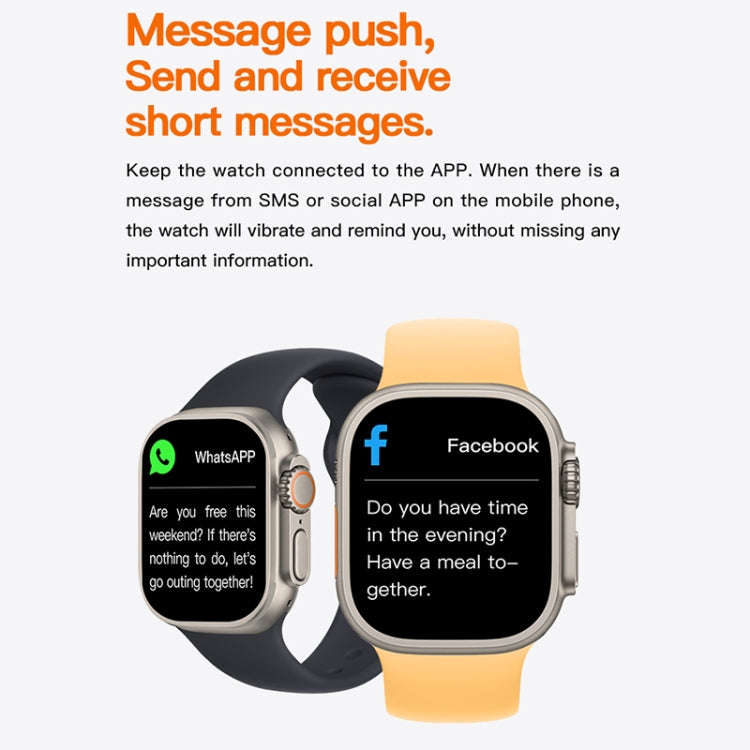 T800 Ultra 1.99 inch Ocean Silicone Band Smart Watch Support Heart Rate / ECG (Yellow)