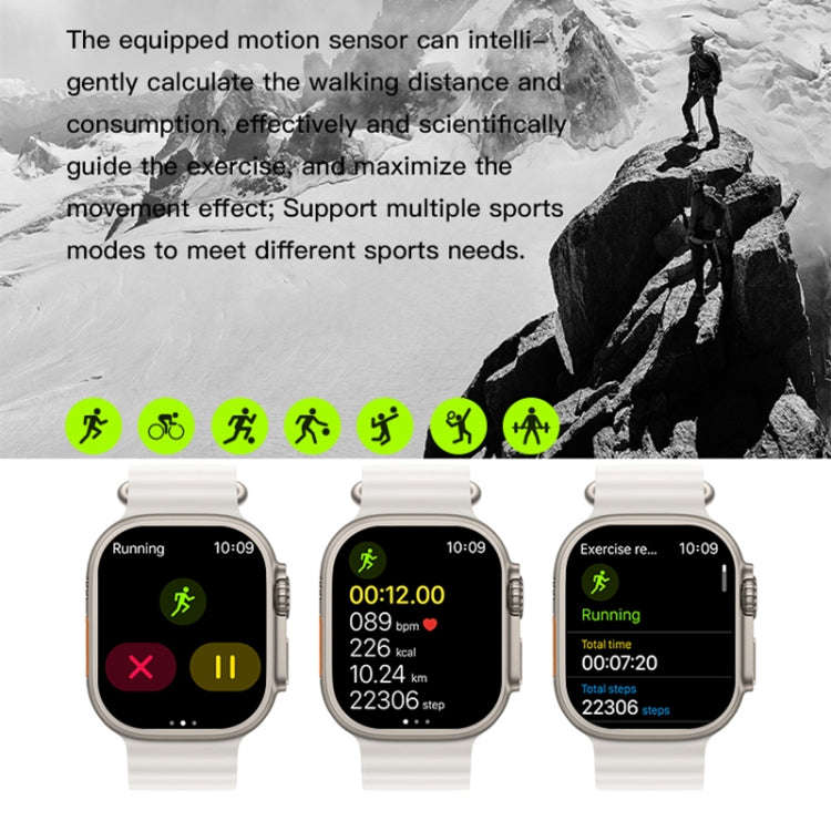T800 Ultra 1.99 inch Ocean Silicone Band Smart Watch Support Heart Rate / ECG (Yellow)
