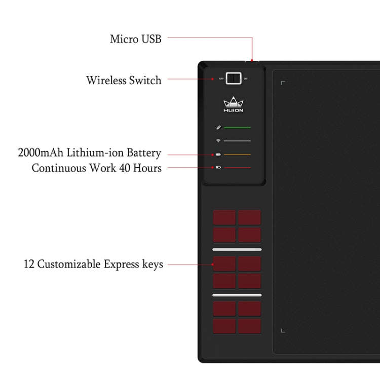 HUION Inspiroy Series WH1409(8192) 5080LPI Professional Art USB Graphics Drawing Tablet for Windo...